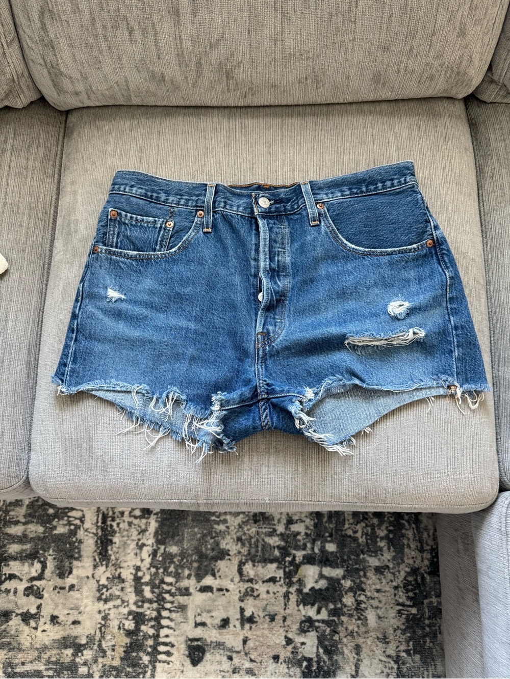 Levi's Distressed Cutoff Denim Shorts - Blue